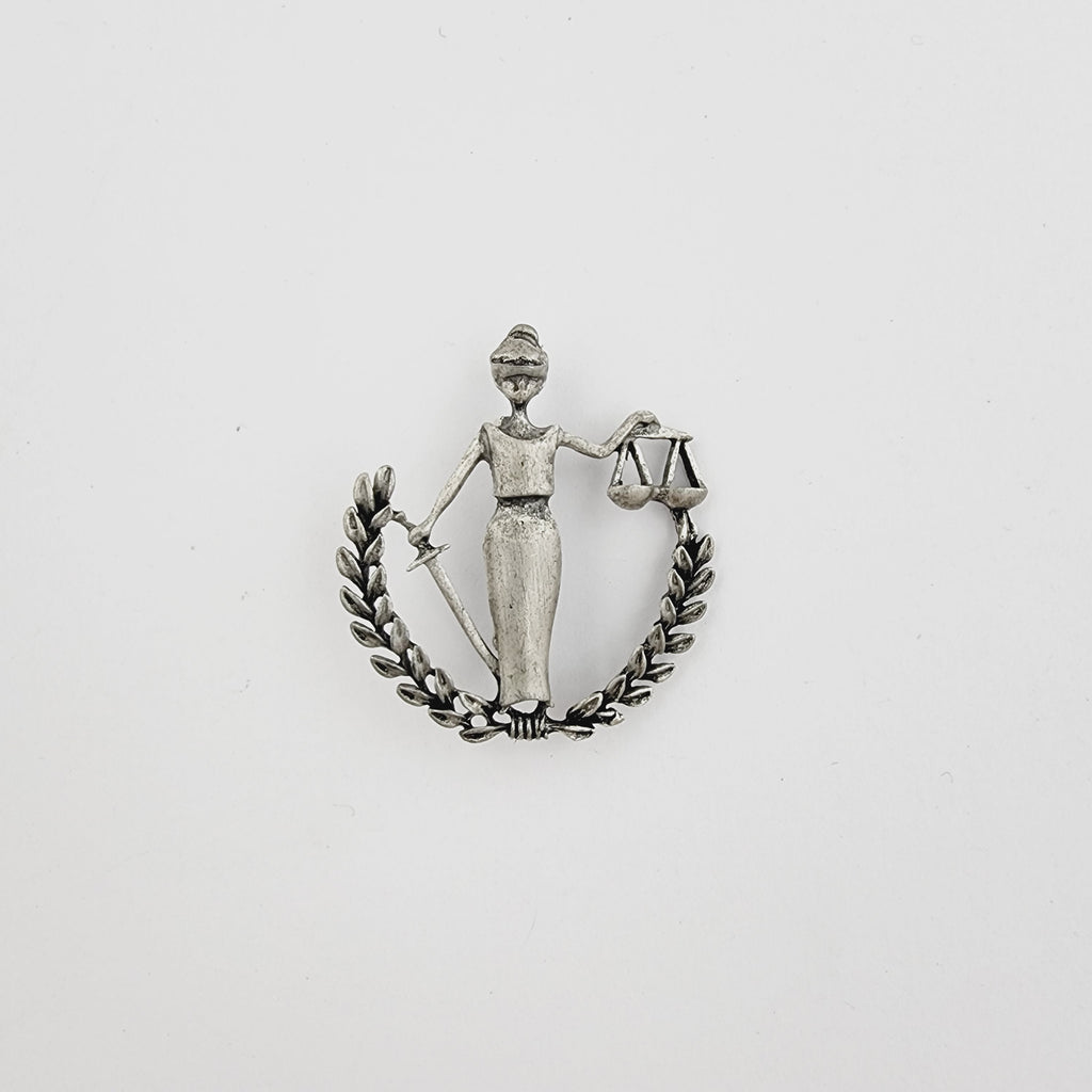 LADY JUSTICE - ANTIQUE SILVER