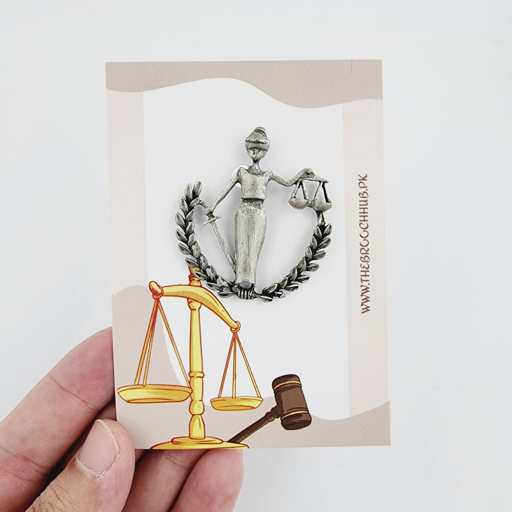 LADY JUSTICE - ANTIQUE SILVER