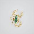 SCORPION ENAMEL BROOCH - GOLDEN GREEN