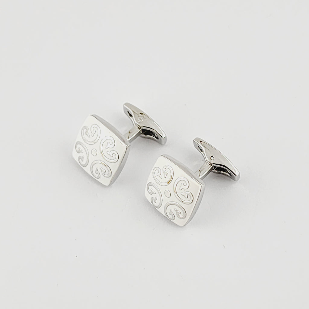 REGAL SWIRL CUFFLINKS WHITE