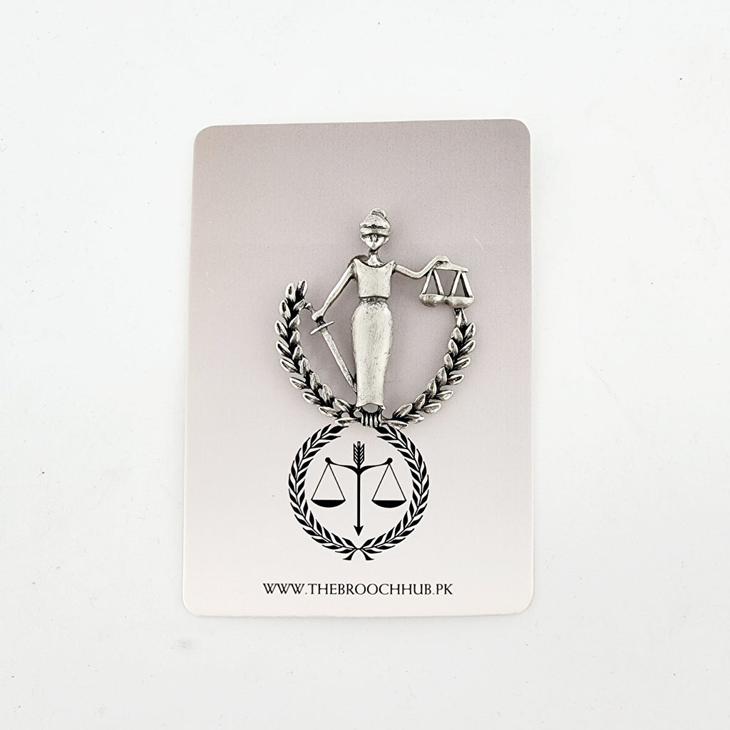LADY JUSTICE - ANTIQUE SILVER