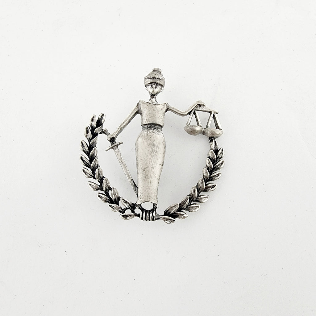 LADY JUSTICE - ANTIQUE SILVER