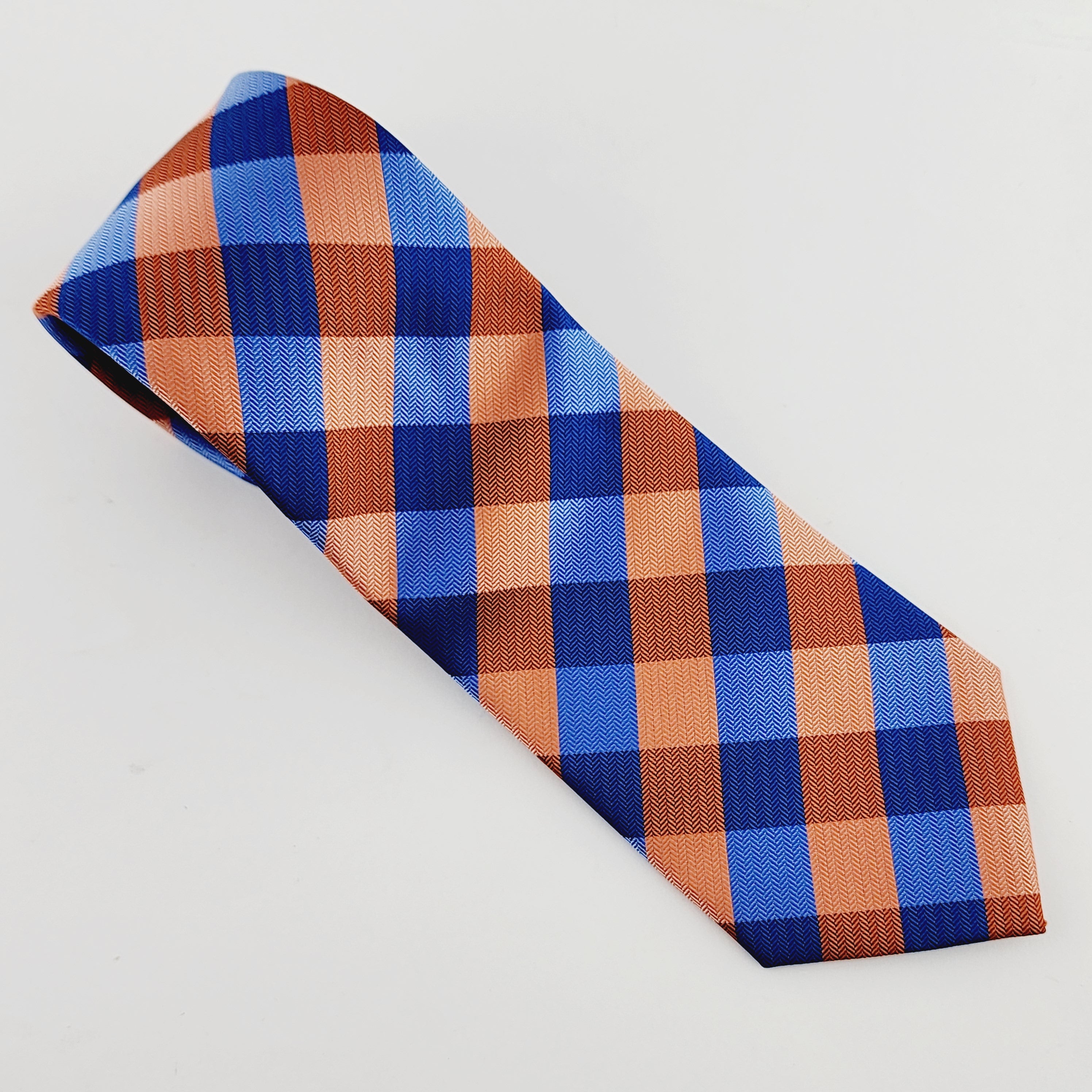 THE CHECKMATE TIE - ORANGE & ROYAL BLUE