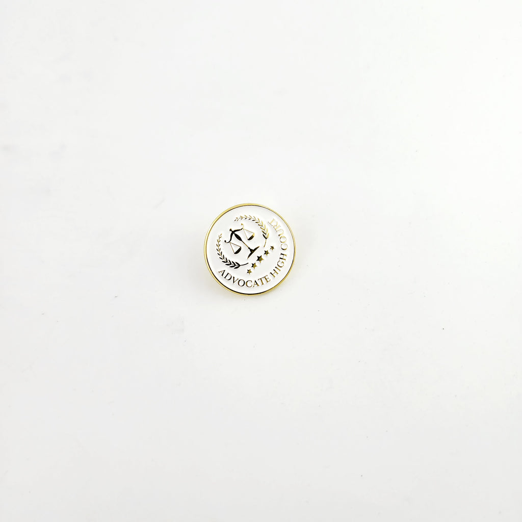 ADVOCATE HIGH COURT ENAMEL PIN - WHITE