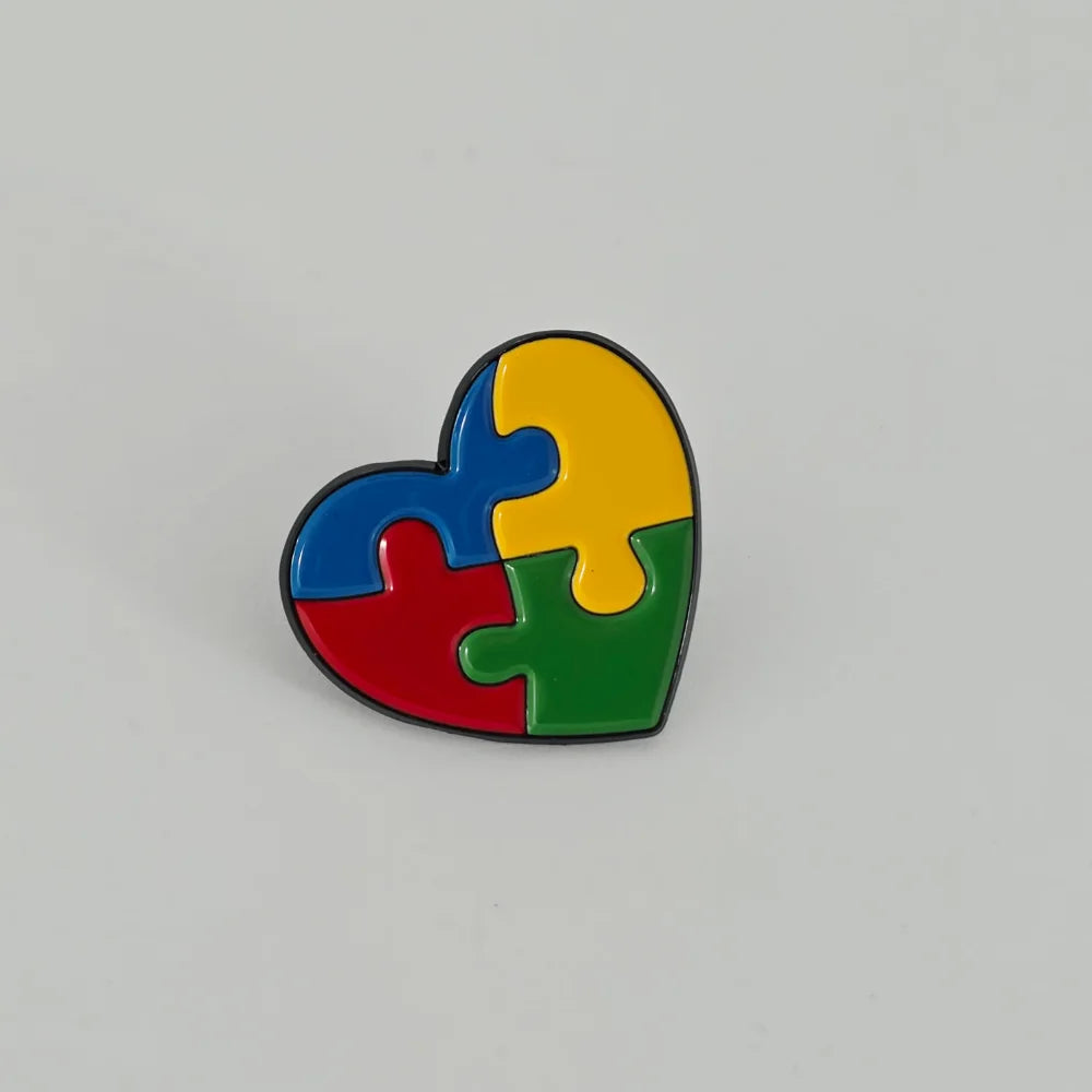 AUTISM AWARENESS PUZZLE HEART BROOCH