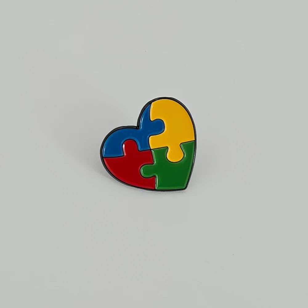 AUTISM AWARENESS PUZZLE HEART BROOCH