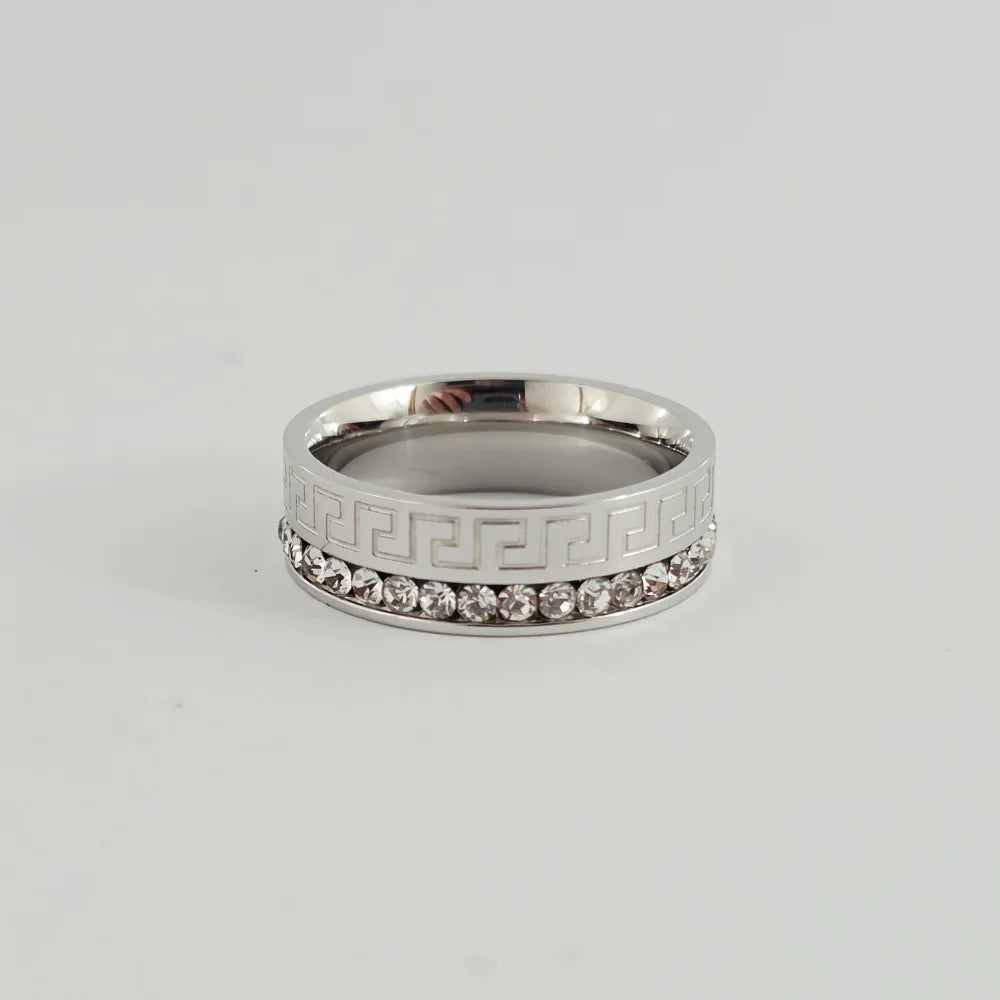 GREEK KEY CRYSTAL TIE RING
