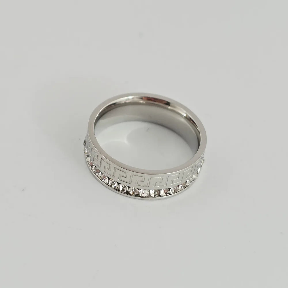 GREEK KEY CRYSTAL TIE RING