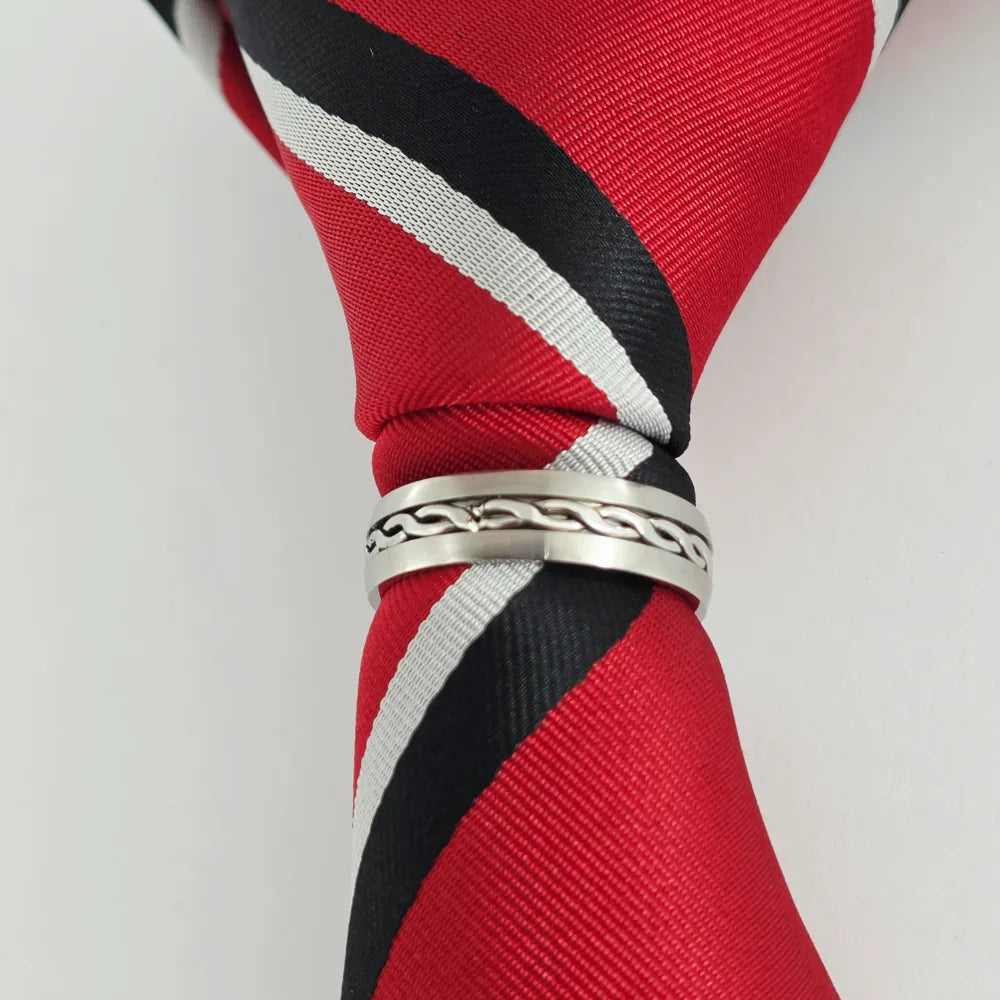 BRAIDED SILVER ELEGANCE TIE RING