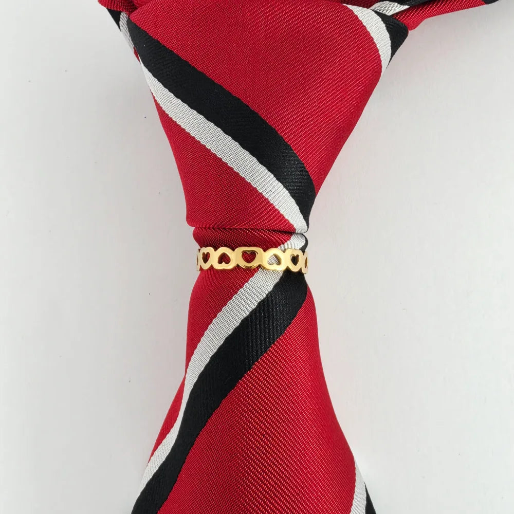 GOLDEN HEARTS STAINLESS STEEL TIE RING