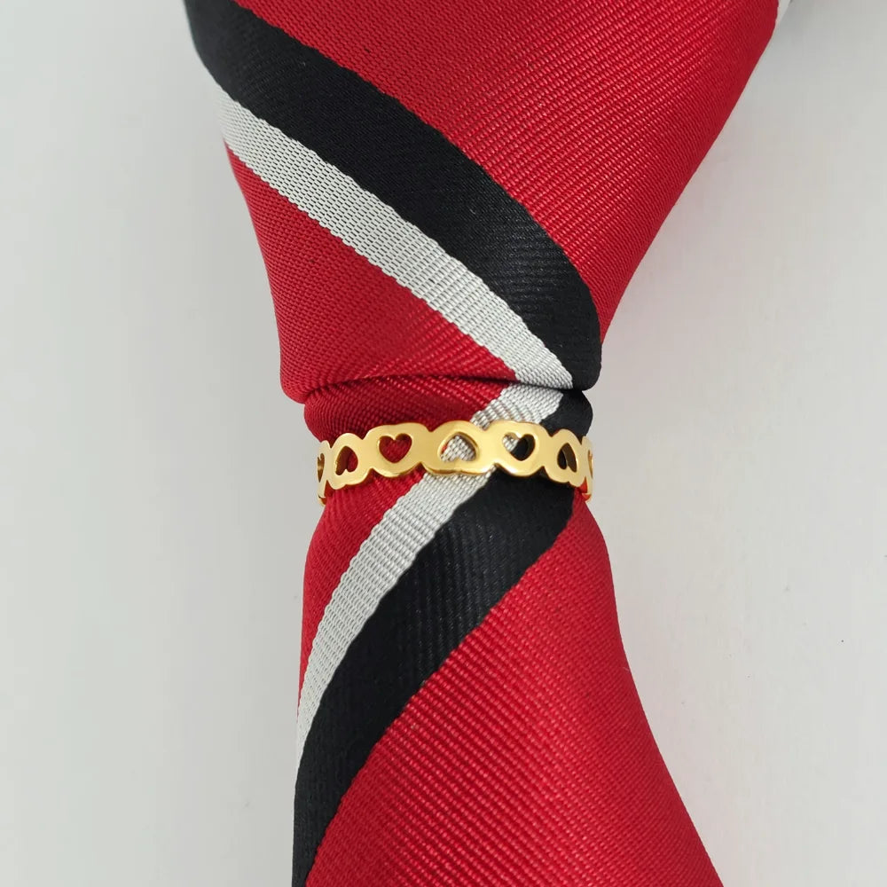 GOLDEN HEARTS STAINLESS STEEL TIE RING