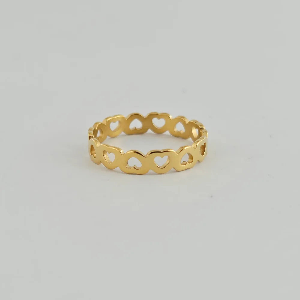 GOLDEN HEARTS STAINLESS STEEL TIE RING