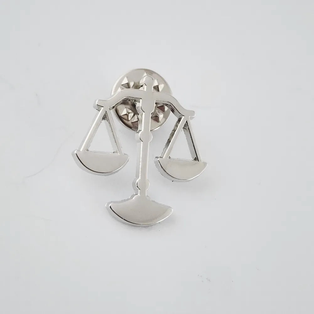 JUSTICE EMBLEM PIN - SILVER