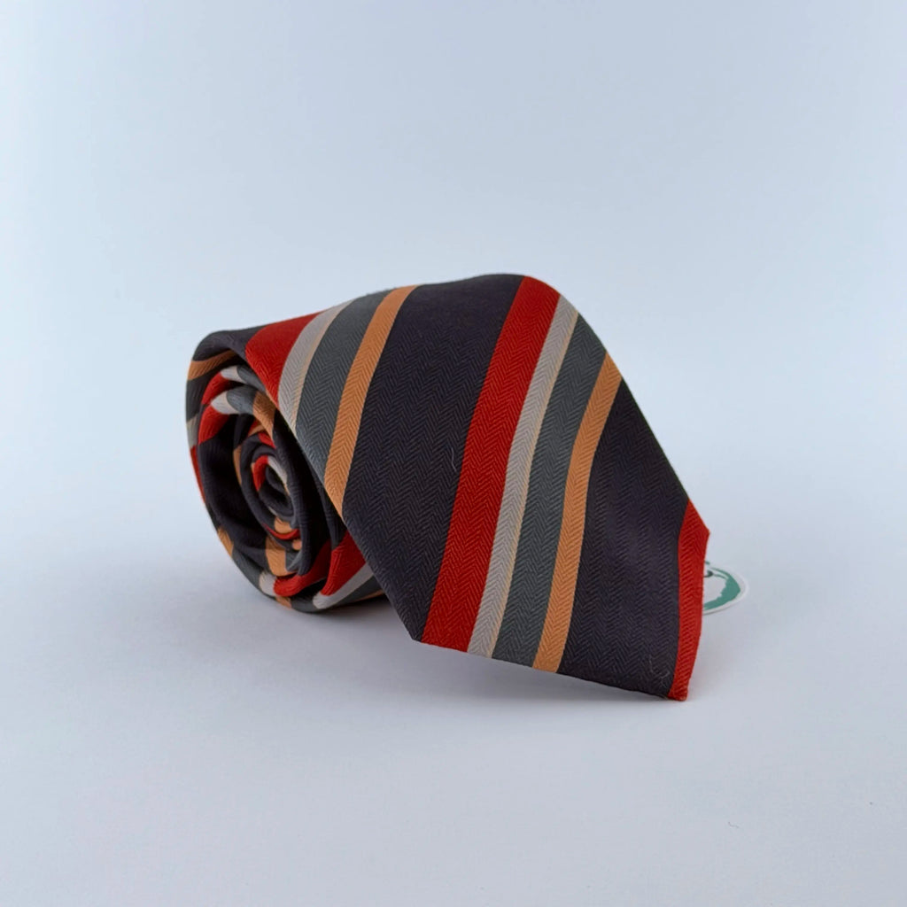 RUST & CHARCOAL STRIPED TIE