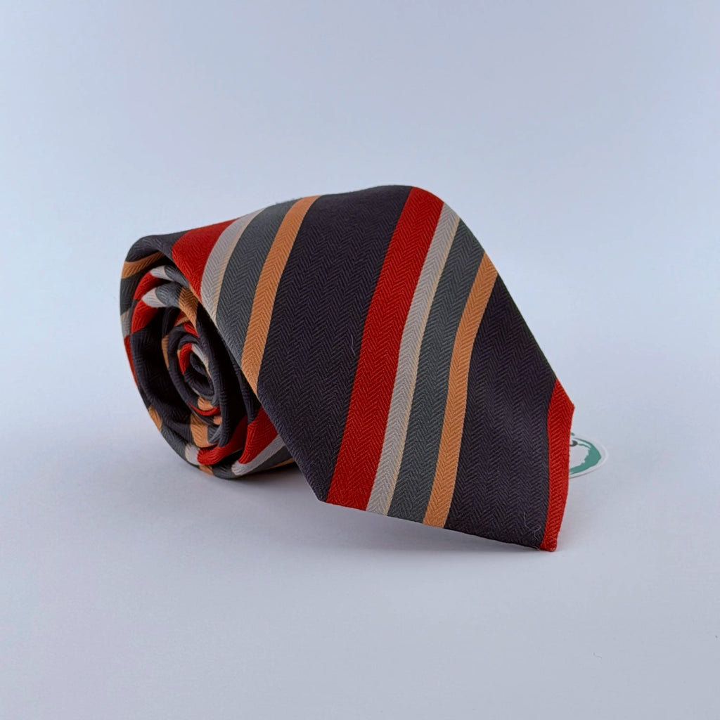RUST & CHARCOAL STRIPED TIE