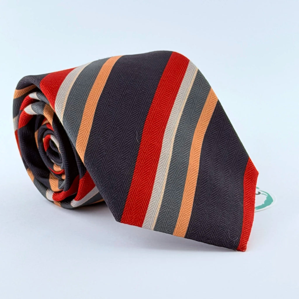 RUST & CHARCOAL STRIPED TIE