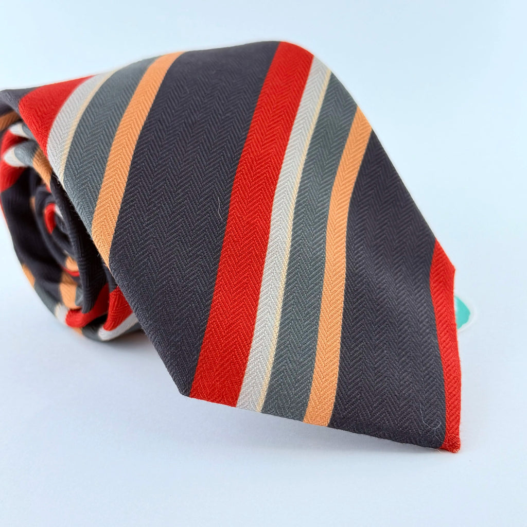 RUST & CHARCOAL STRIPED TIE