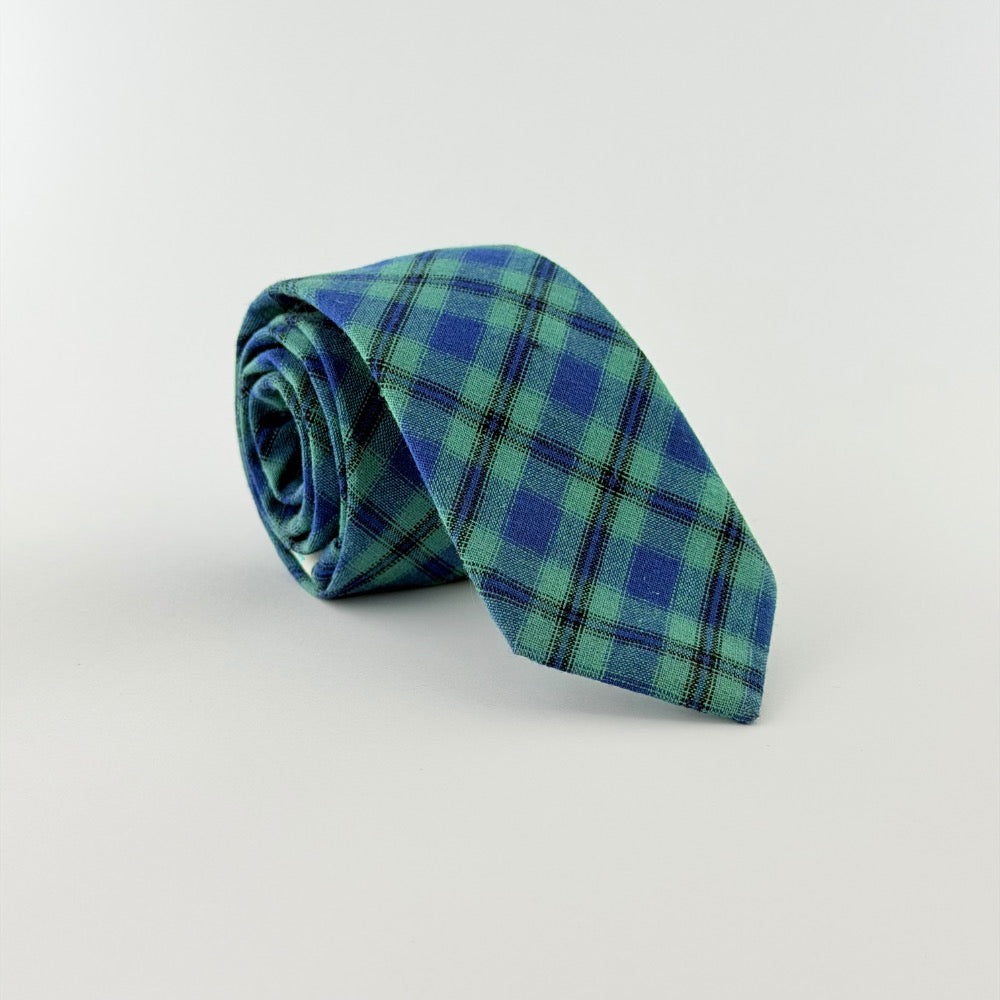 OCEAN MINT PLAID COTTON TIE