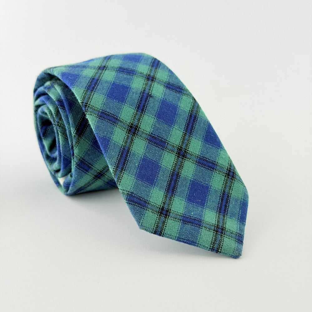 OCEAN MINT PLAID COTTON TIE
