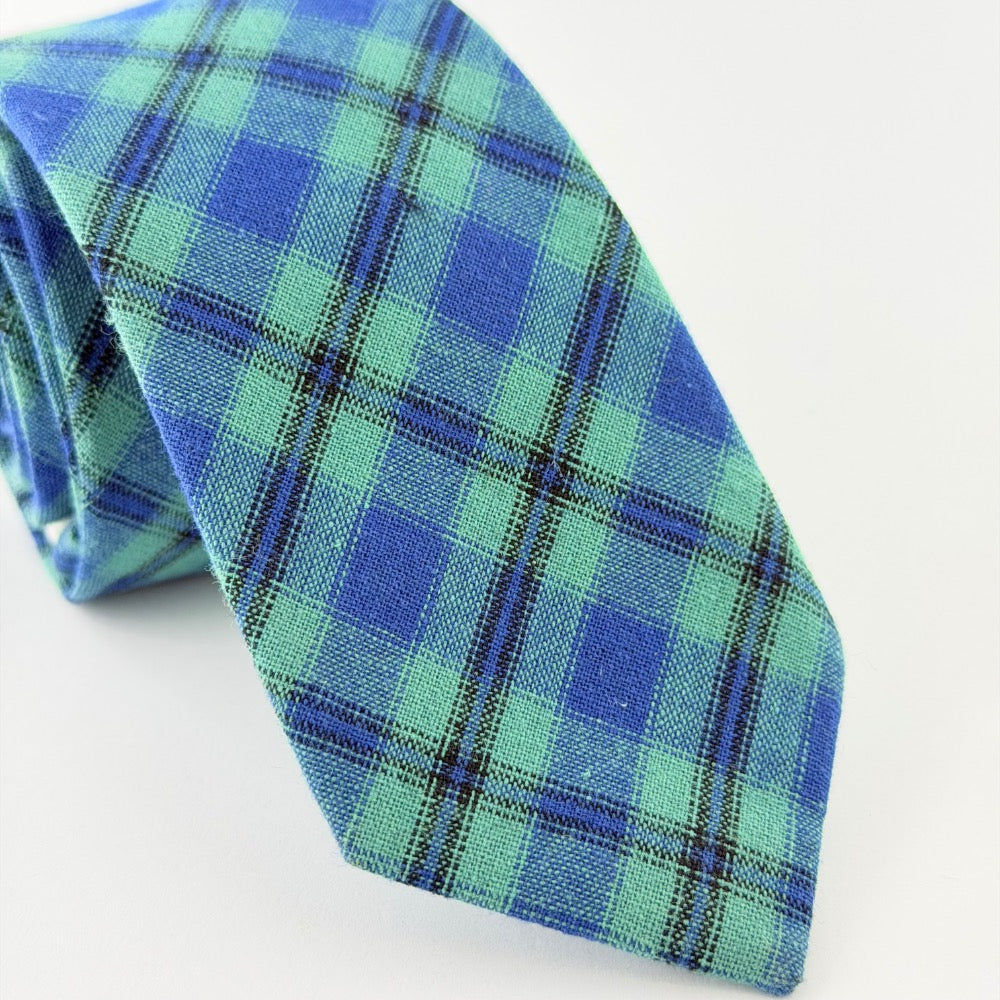 OCEAN MINT PLAID COTTON TIE