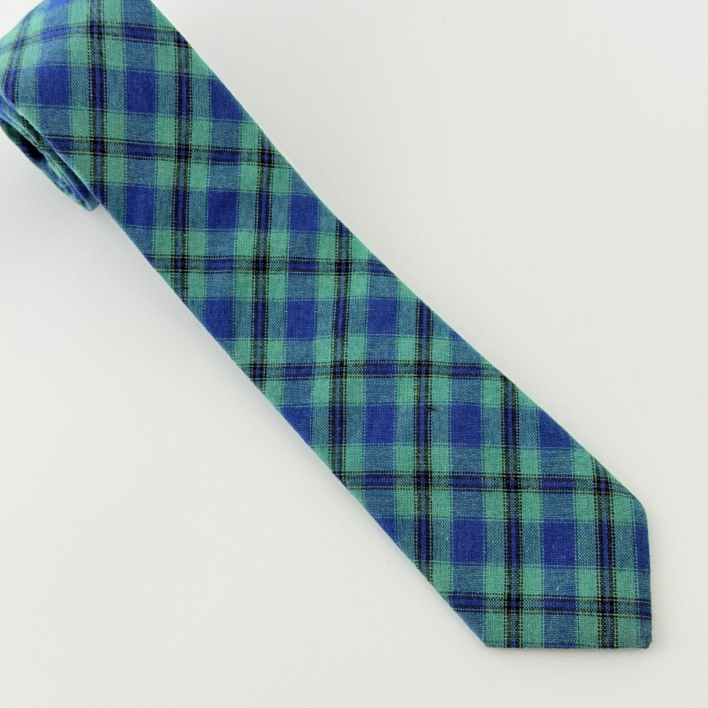 OCEAN MINT PLAID COTTON TIE