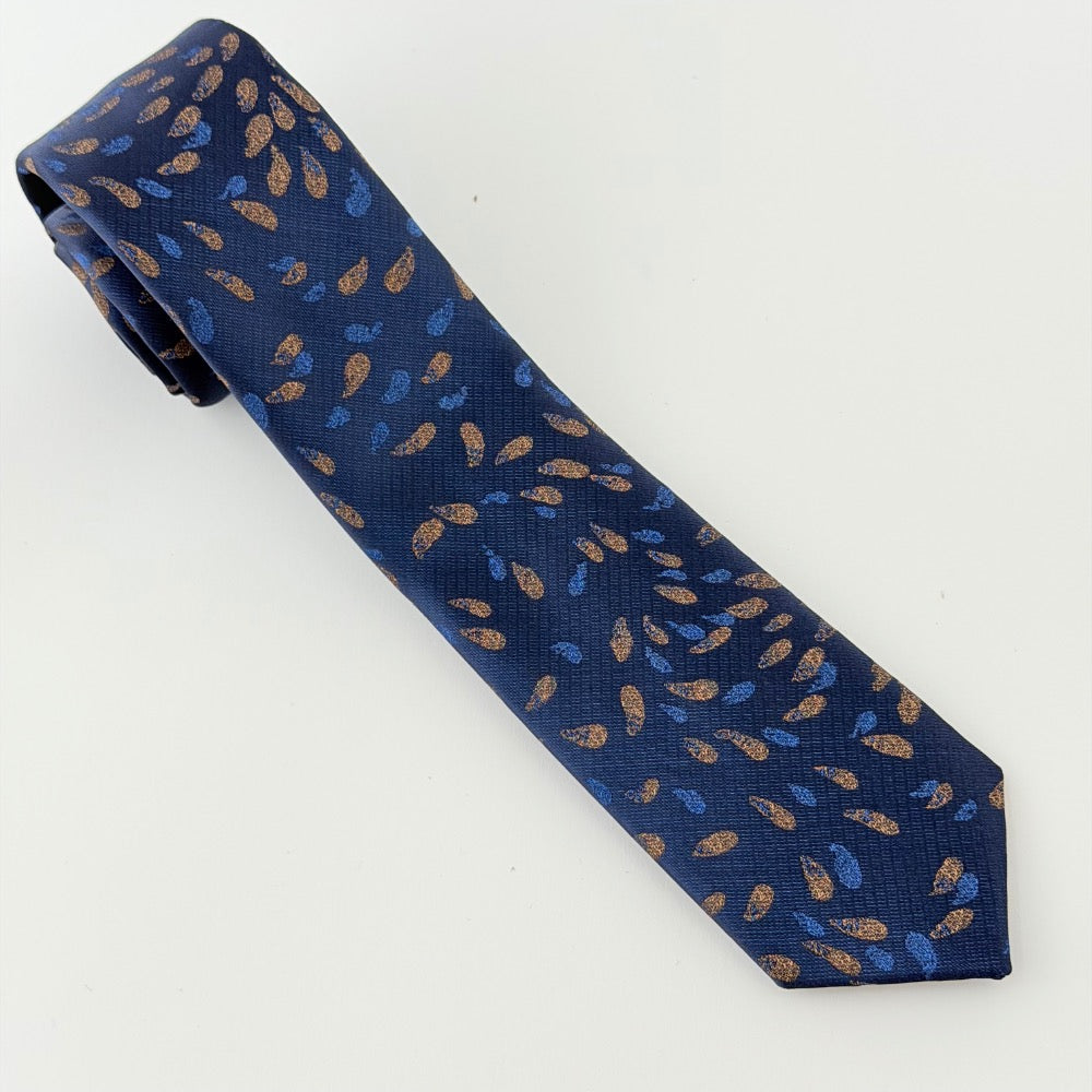NAVY GOLD MOTIF TIE