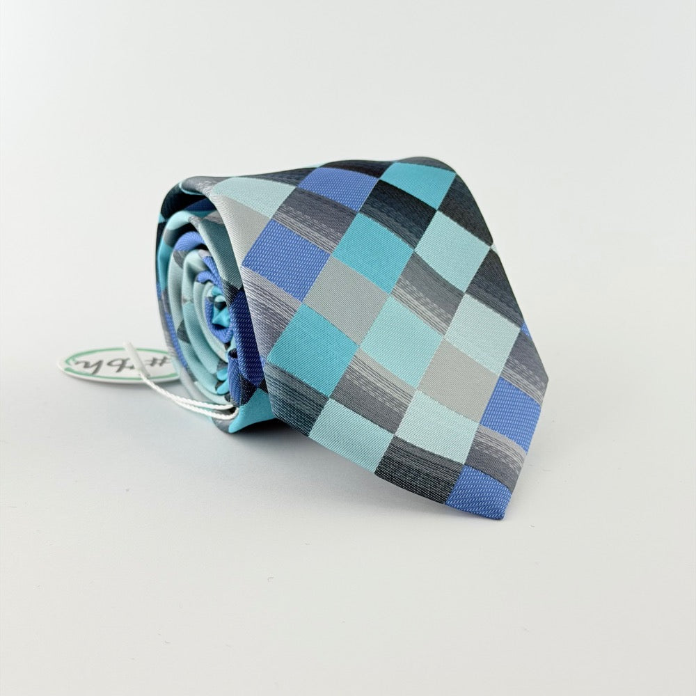 AQUA BLUE CHECK TIE