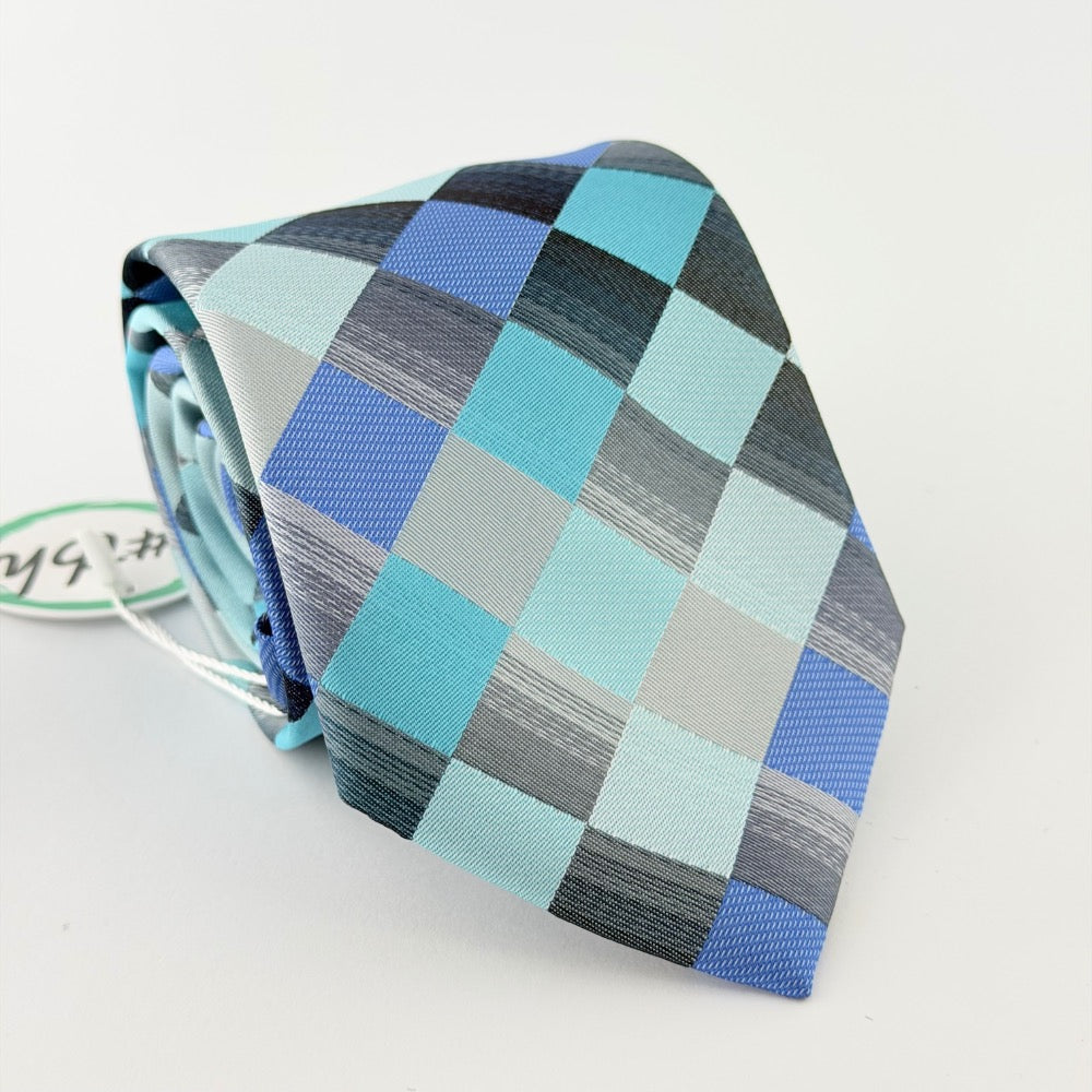 AQUA BLUE CHECK TIE