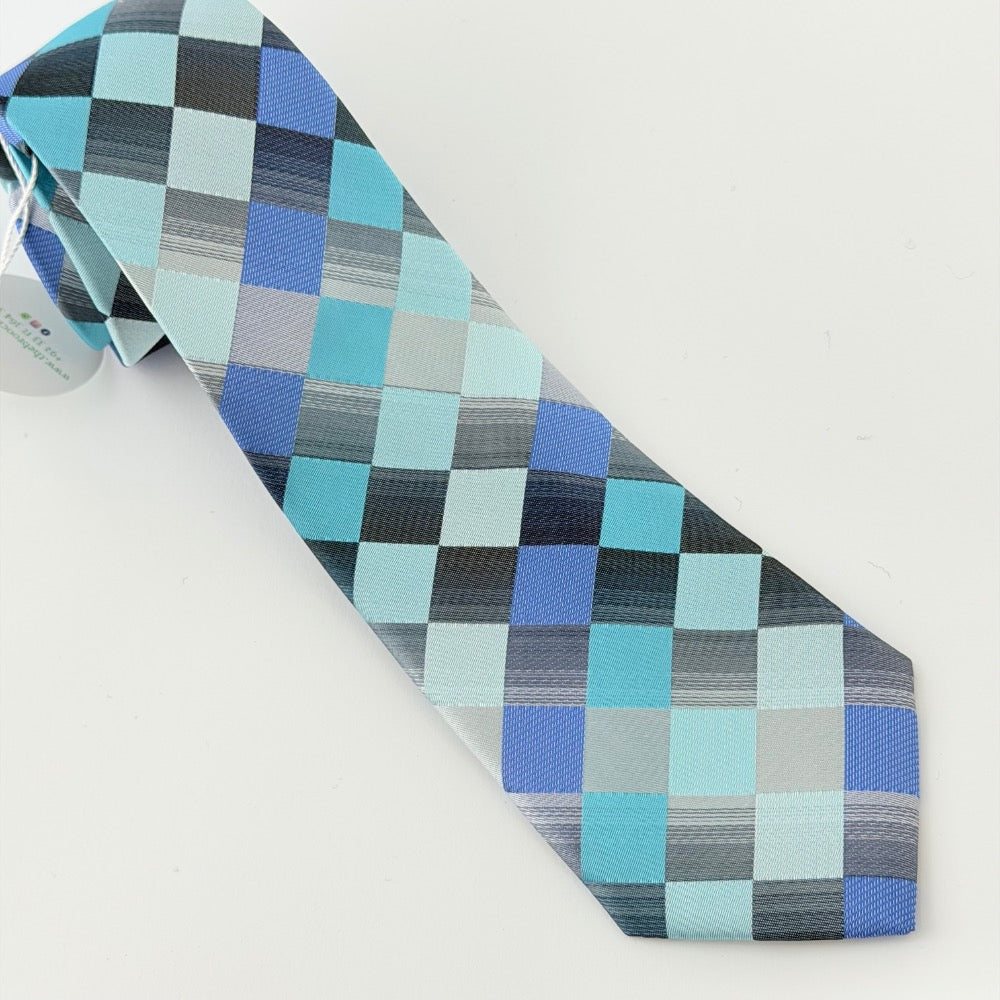 AQUA BLUE CHECK TIE