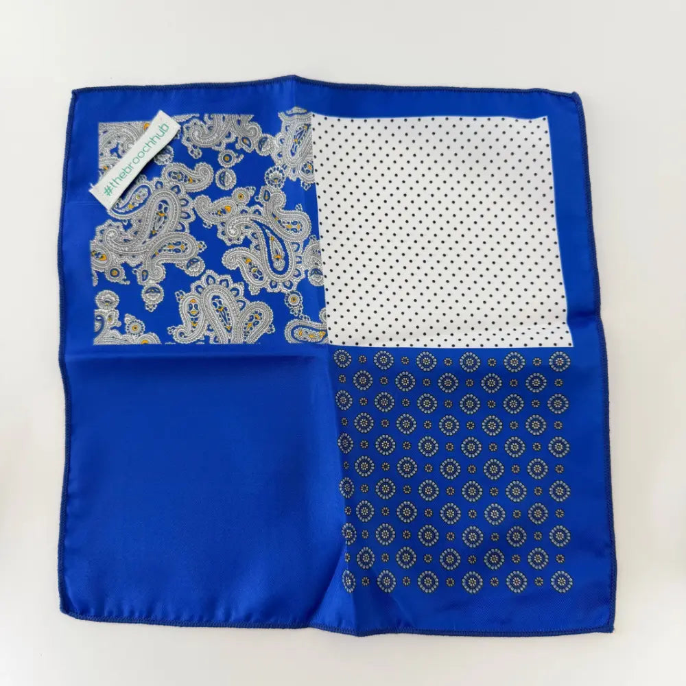 ROYAL SAPPHIRE PAISLAY POCKETSQUARE