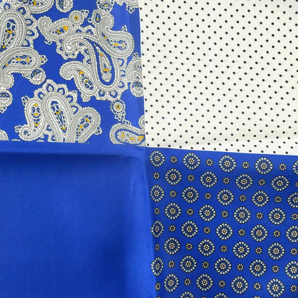 ROYAL SAPPHIRE PAISLAY POCKETSQUARE