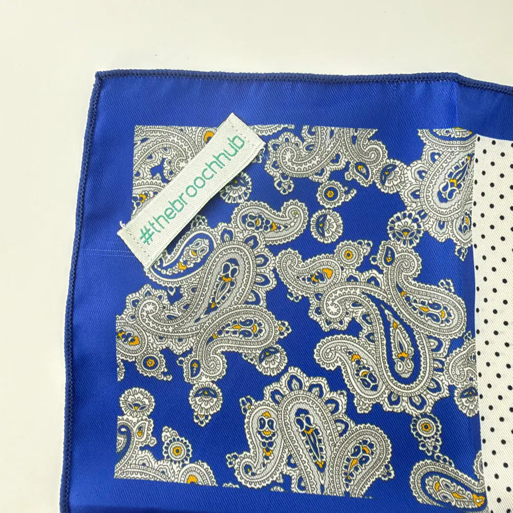 ROYAL SAPPHIRE PAISLAY POCKETSQUARE