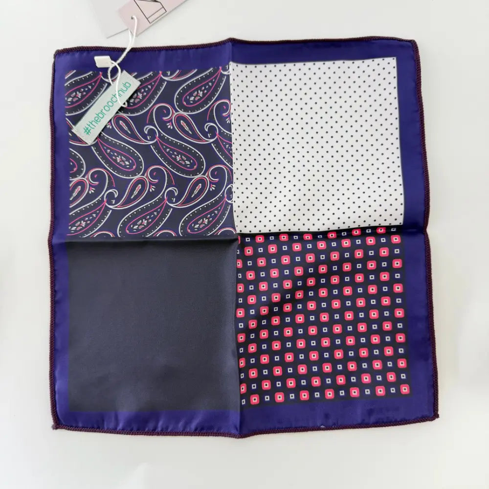 NAVY & ROSE PAISLAY POCKETSQUARE