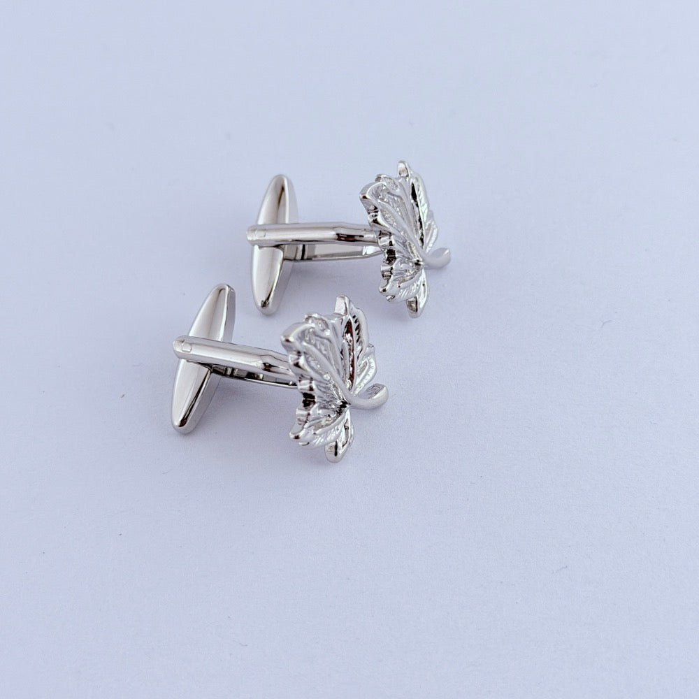SILVER MAPLE CREST CUFFLINKS
