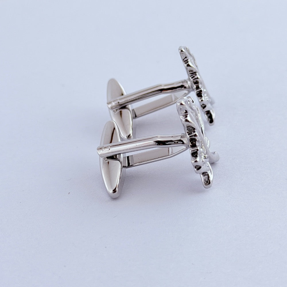 SILVER MAPLE CREST CUFFLINKS