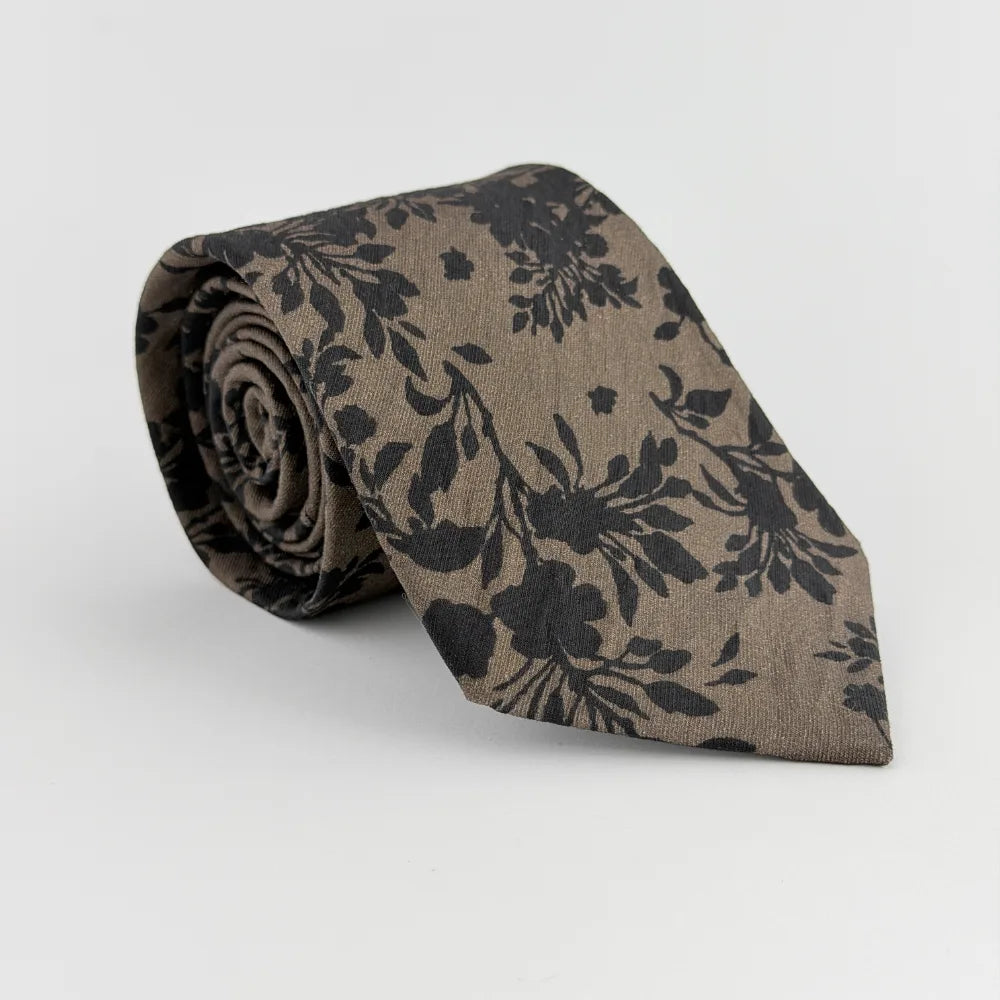 ROYAL UMBER FLORAL PREMIUM COTTON TIE