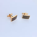 OBSIDIAN STRIPES GOLD CUFFLINKS