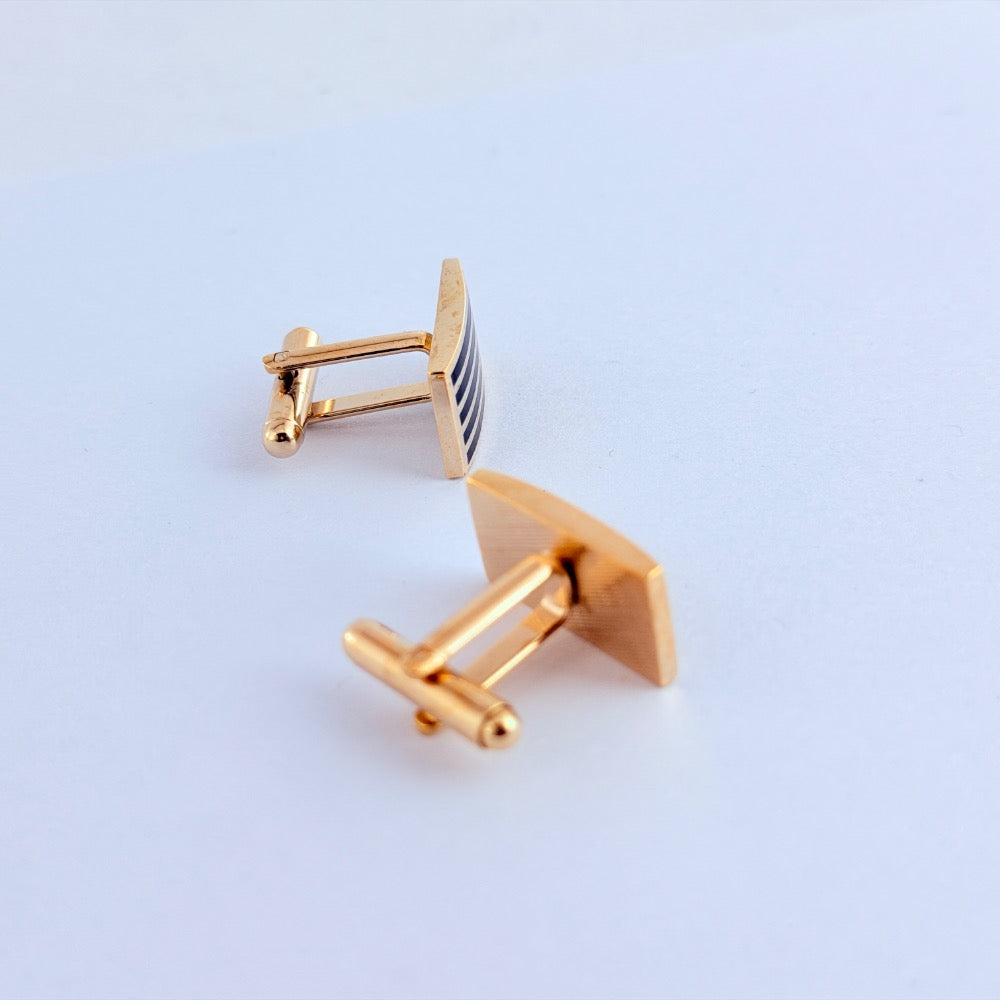 OBSIDIAN STRIPES GOLD CUFFLINKS
