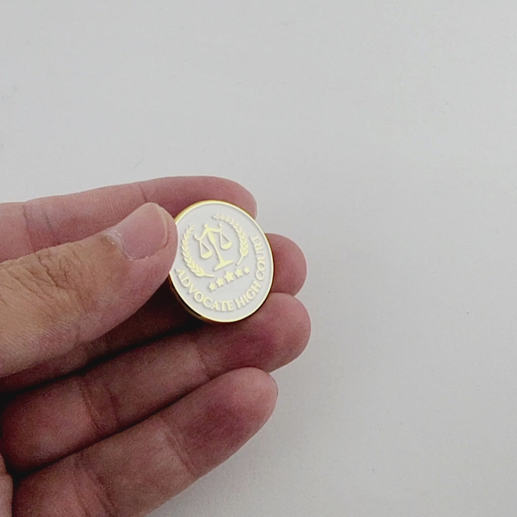ADVOCATE HIGH COURT ENAMEL PIN - WHITE