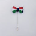 STRIPED BOW PIN - RED & GREEN
