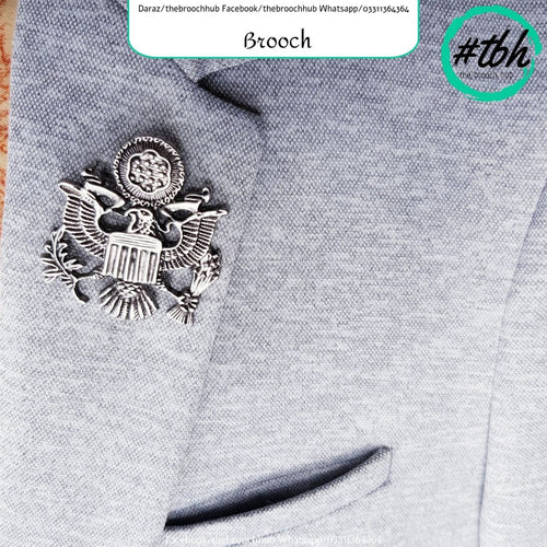 AMERICAN EAGLE CREST LAPEL PIN - ANTIQUE SILVER