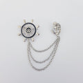 CAPTAIN'S HELM ANCHOR CHAIN BROOCH SILVER