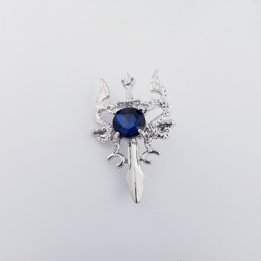 ROYAL DRAGON SWORD LAPEL PIN - FRESH SILVER